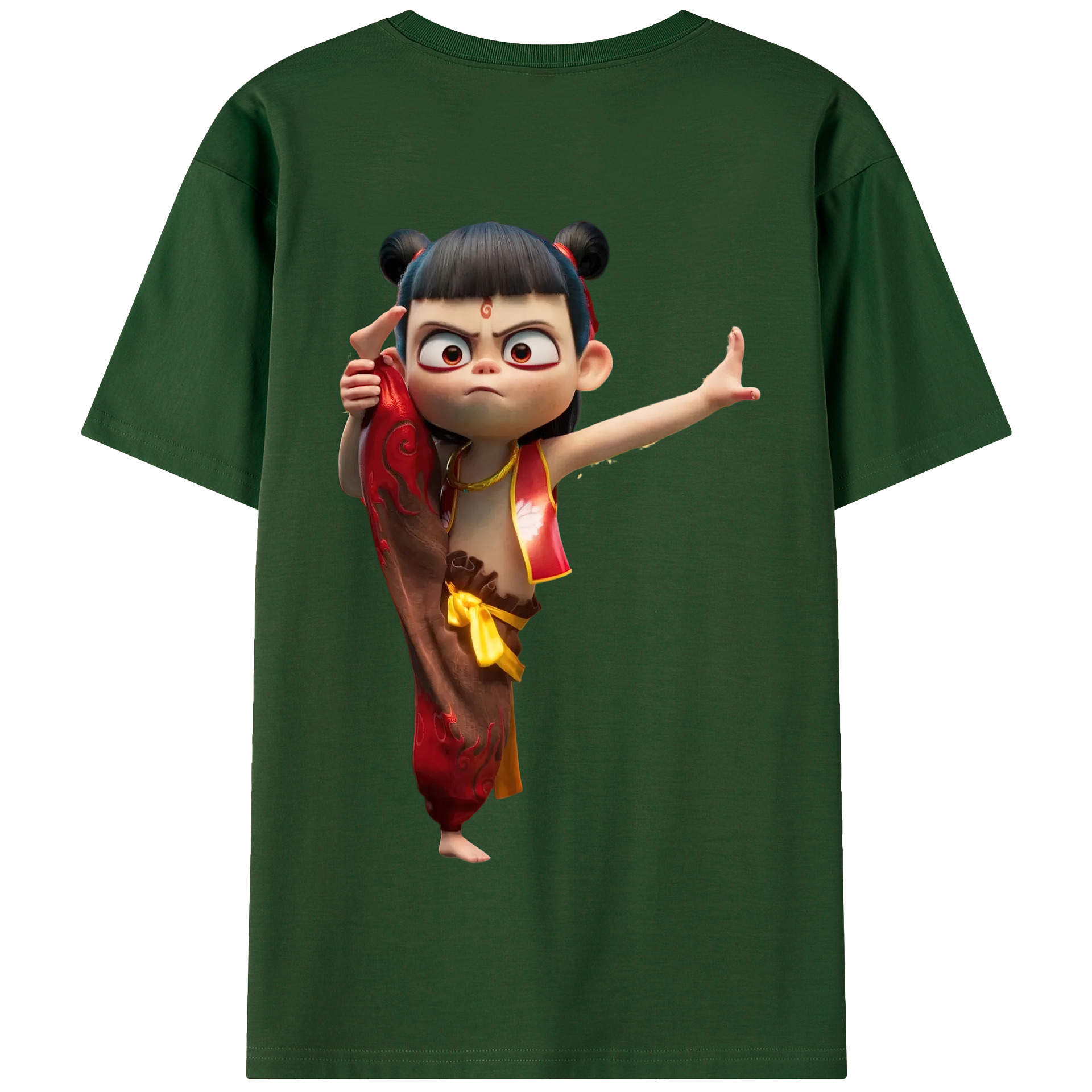 （画像用） Ne Zha 2 ナタ 魔童の大暴れ 綿100％半袖Tシャツ（背面プリント）